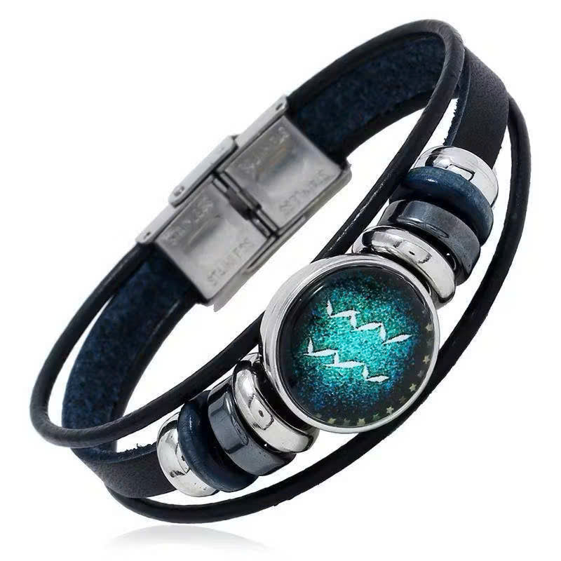 Astrolumina™ Zodiac Leather Cuff Bracelet