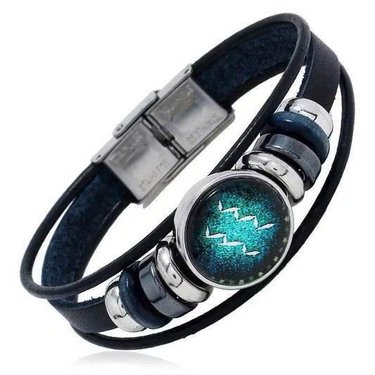 Astrolumina™ Zodiac Leather Cuff Bracelet