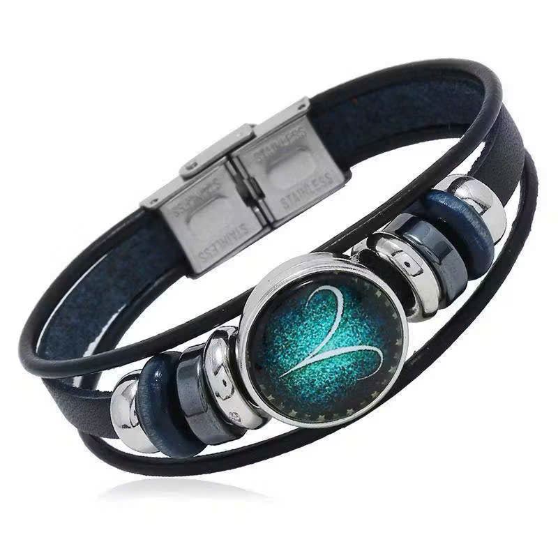 Astrolumina™ Zodiac Leather Cuff Bracelet