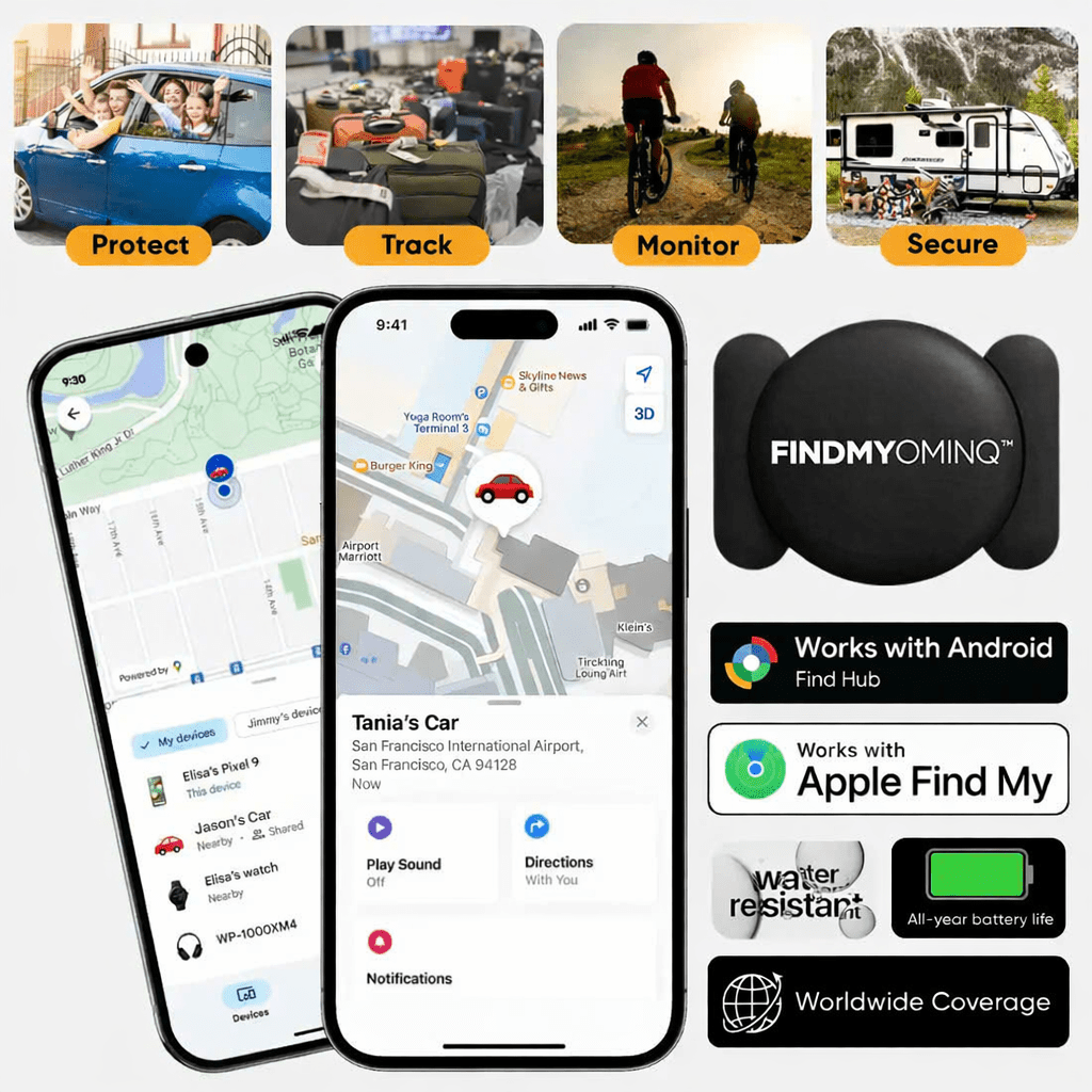 FindMyOmniQ™ Anti - Theft Car, Bike, RV, Trailer, Keys, Bags & More Tracker - OmniQ™