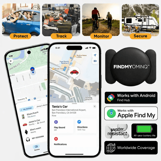 FindMyOmniQ™ Anti - Theft Car, Bike, RV, Trailer, Keys, Bags & More Tracker - OmniQ™