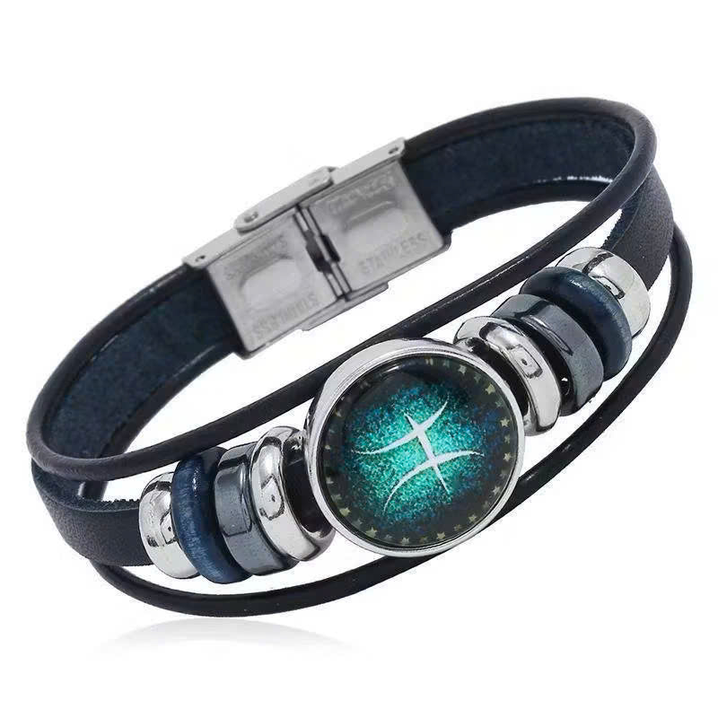 Astrolumina™ Zodiac Leather Cuff Bracelet