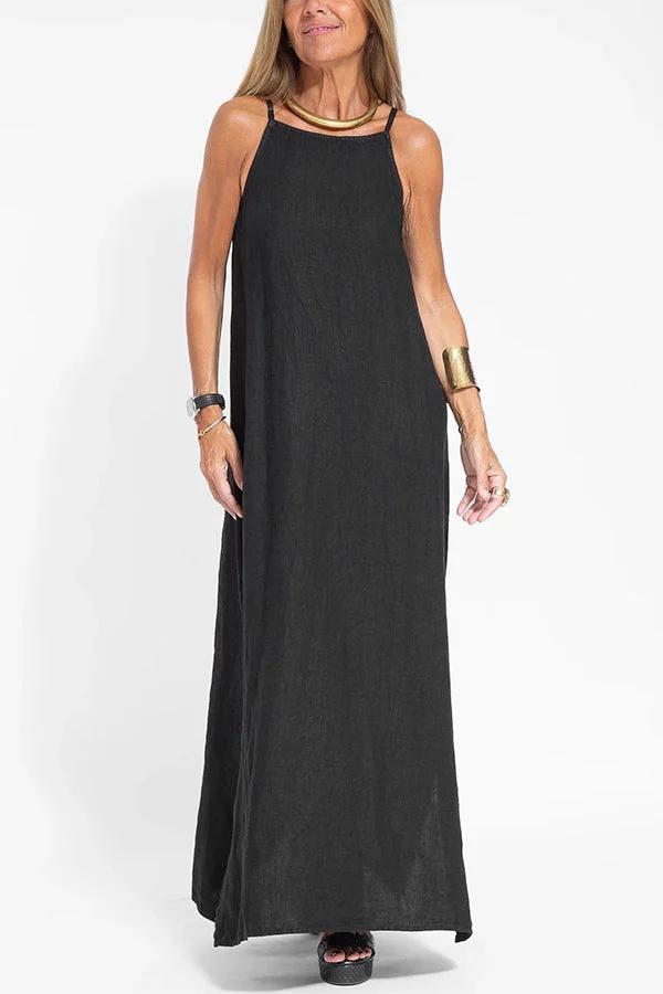 🔥2026 New Arrival👗Women’s Off - Shoulder Solid Linen Dress - OmniQ™