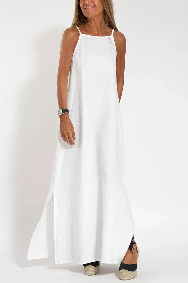 🔥2026 New Arrival👗Women’s Off - Shoulder Solid Linen Dress - OmniQ™