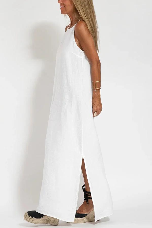 🔥2026 New Arrival👗Women’s Off - Shoulder Solid Linen Dress - OmniQ™
