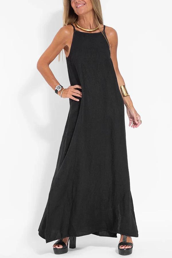 🔥2026 New Arrival👗Women’s Off - Shoulder Solid Linen Dress - OmniQ™