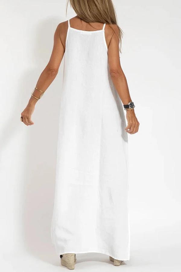 🔥2026 New Arrival👗Women’s Off - Shoulder Solid Linen Dress - OmniQ™