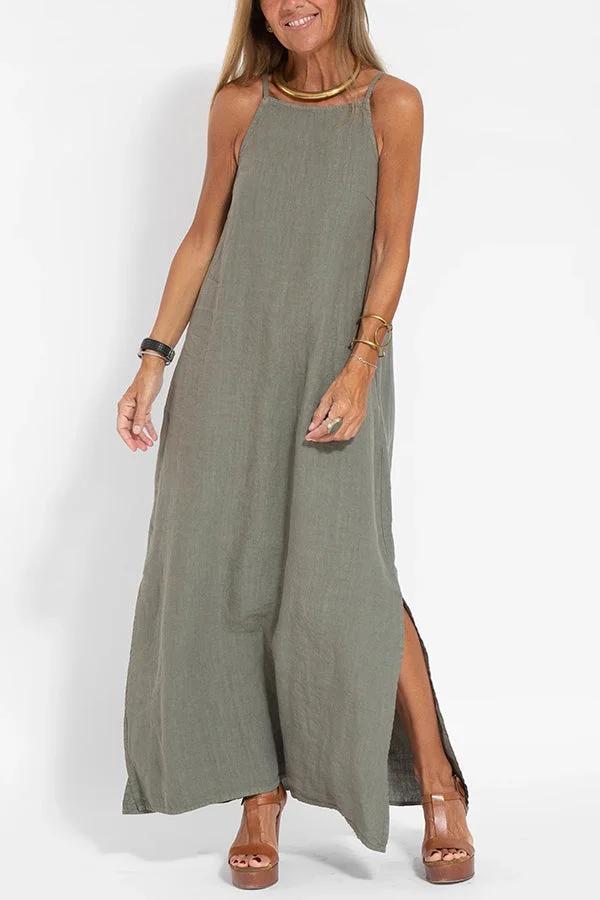 🔥2026 New Arrival👗Women’s Off - Shoulder Solid Linen Dress - OmniQ™