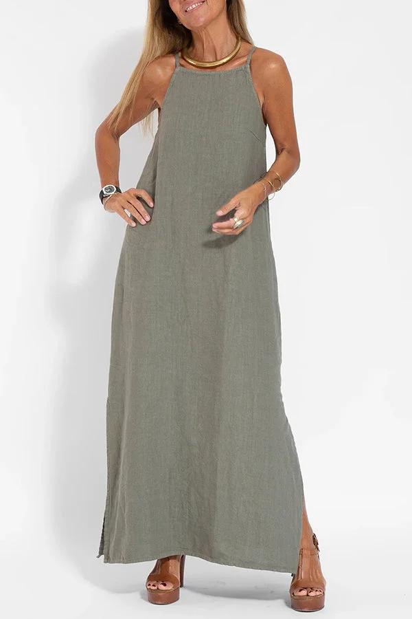 🔥2026 New Arrival👗Women’s Off - Shoulder Solid Linen Dress - OmniQ™
