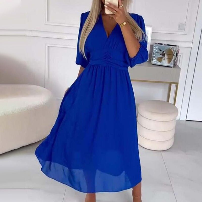 ✨Lightweight Chiffon V - Neck Dress for Women - OmniQ™
