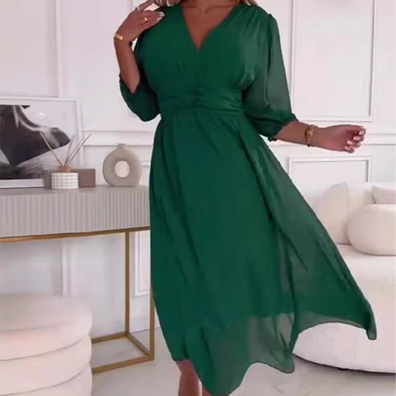 ✨Lightweight Chiffon V - Neck Dress for Women - OmniQ™