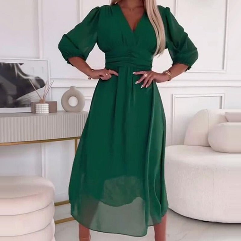 ✨Lightweight Chiffon V - Neck Dress for Women - OmniQ™